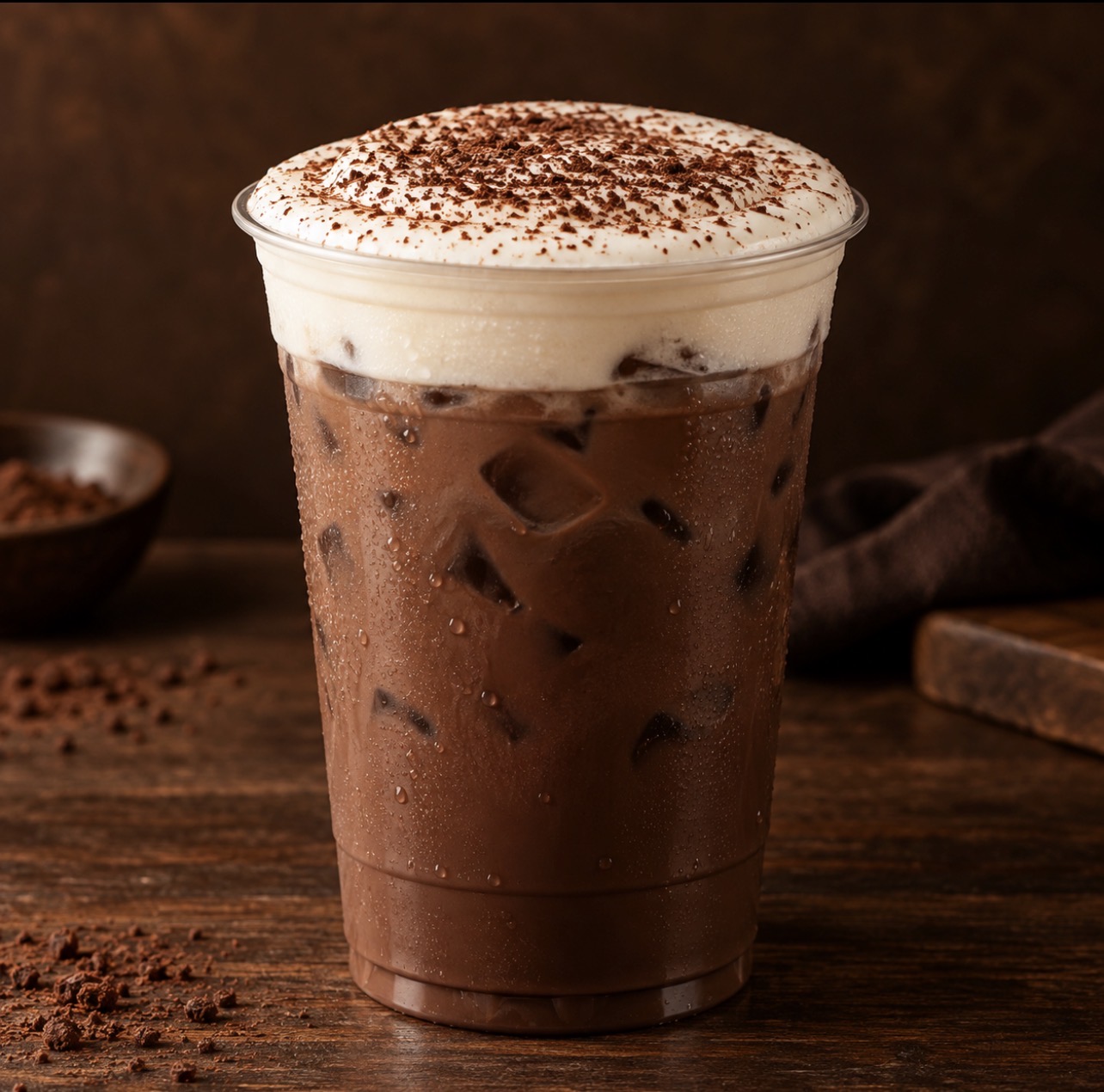 Iced mocha with foam